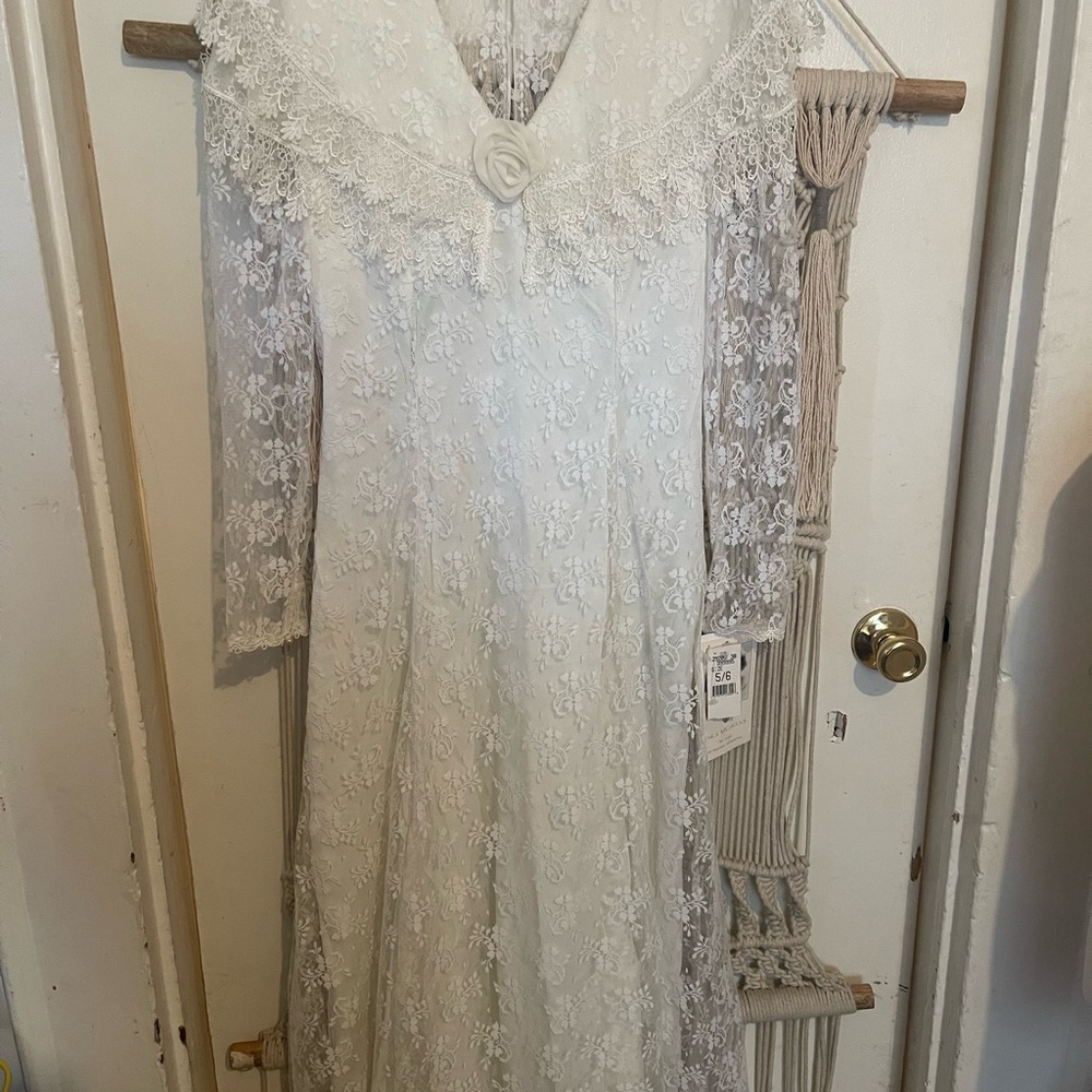 NWT Vintage 1980’s Jessica McClintock Lace bridal Wedding Dress Sz 5/6 - Picture 1 of 12